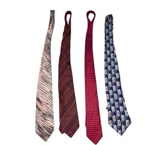 Mens 4 Piece Neck Tie Lot-Multicolor-Silk/Silk Blend-OS-GUC